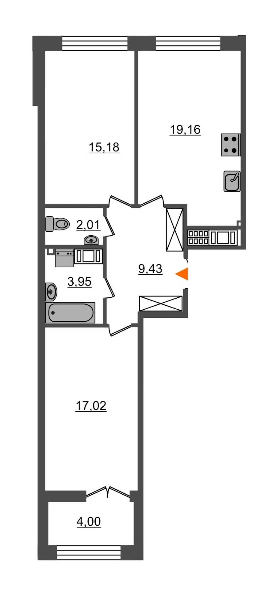 Двухкомнатная квартира в : площадь 66.75 м2 , этаж: 7 – купить в Санкт-Петербурге